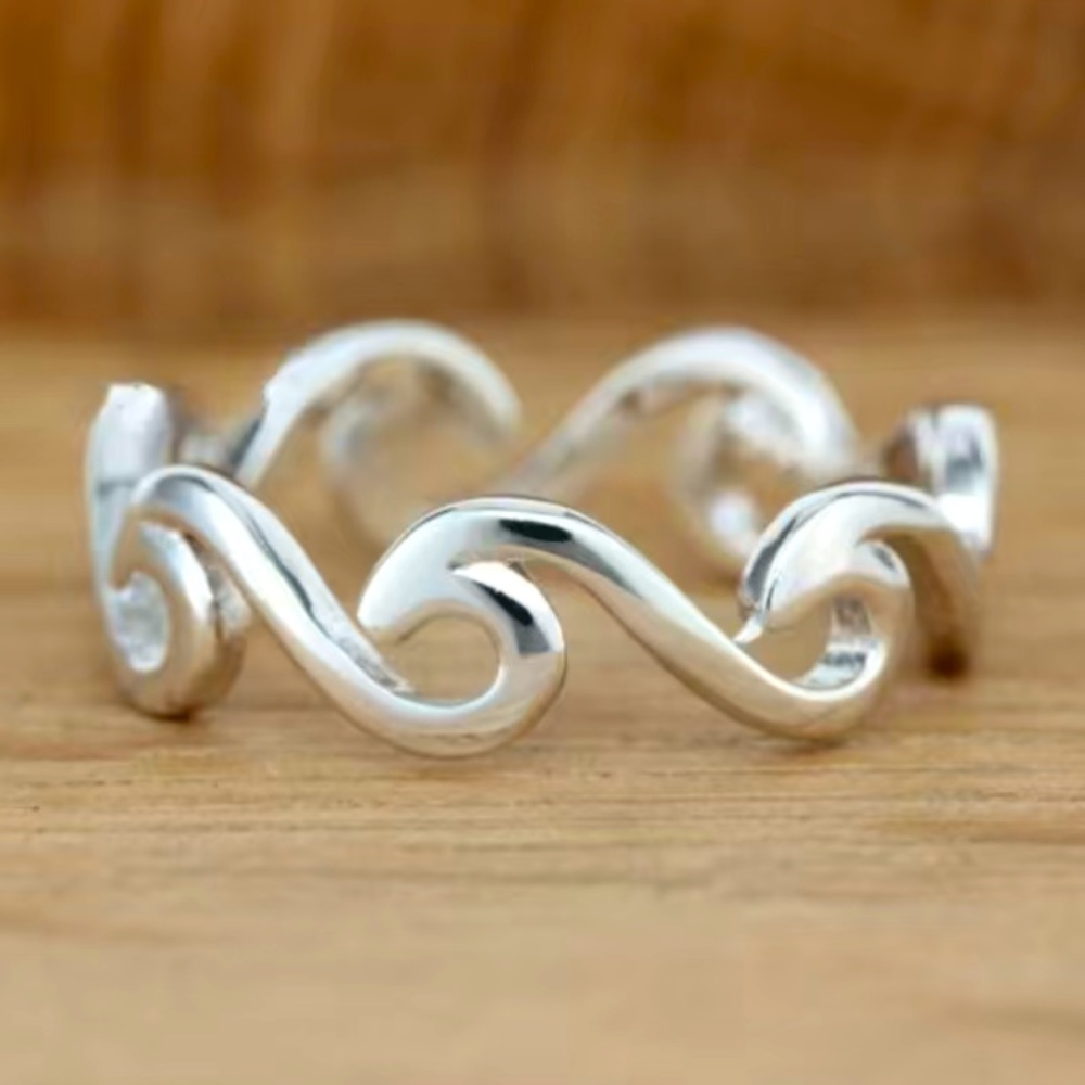 Silver Ocean Wave Ring